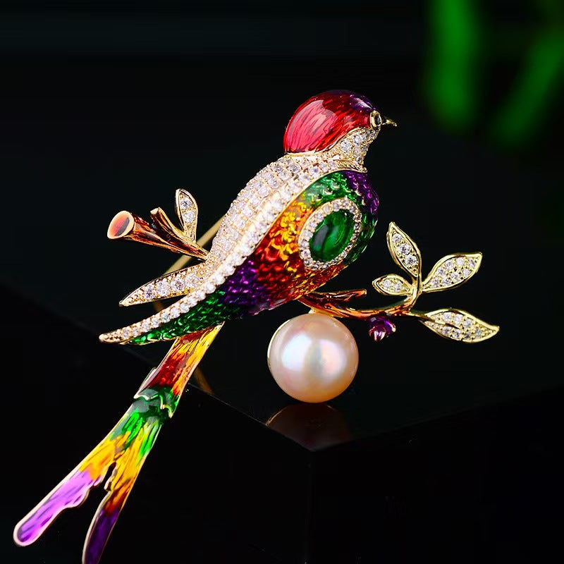 Zinc alloy brooch against white background