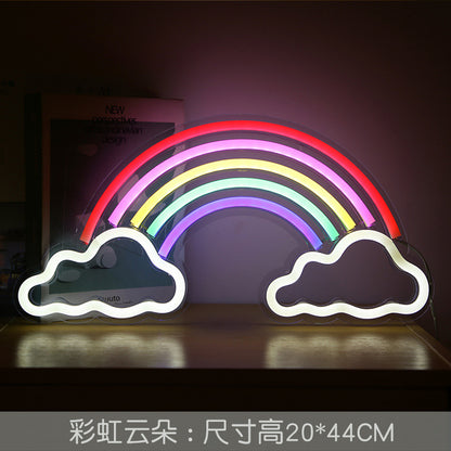 neon sign with rainbow design