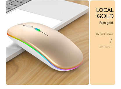 Wireless Bluetooth Dual-Mode Mouse - Silent & Rechargeable Gaming Mouse for Laptops - 2.4G Light-Up Wireless Mouse