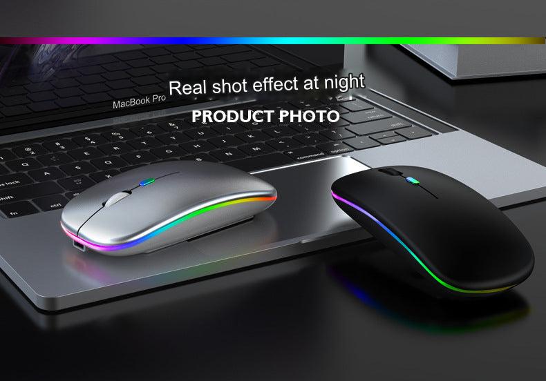 Wireless Bluetooth Dual-Mode Mouse - Silent & Rechargeable Gaming Mouse for Laptops - 2.4G Light-Up Wireless Mouse