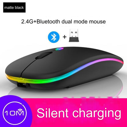 Wireless Bluetooth Dual-Mode Mouse - Silent & Rechargeable Gaming Mouse for Laptops - 2.4G Light-Up Wireless Mouse