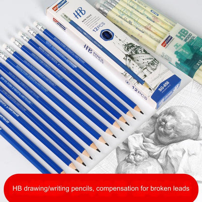 12-Pack Premium HB Pencils with Erasers - Perfect for Students and Artists