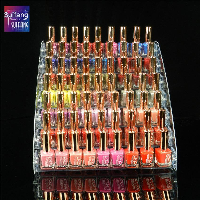 transparent multi-tier makeup display side view