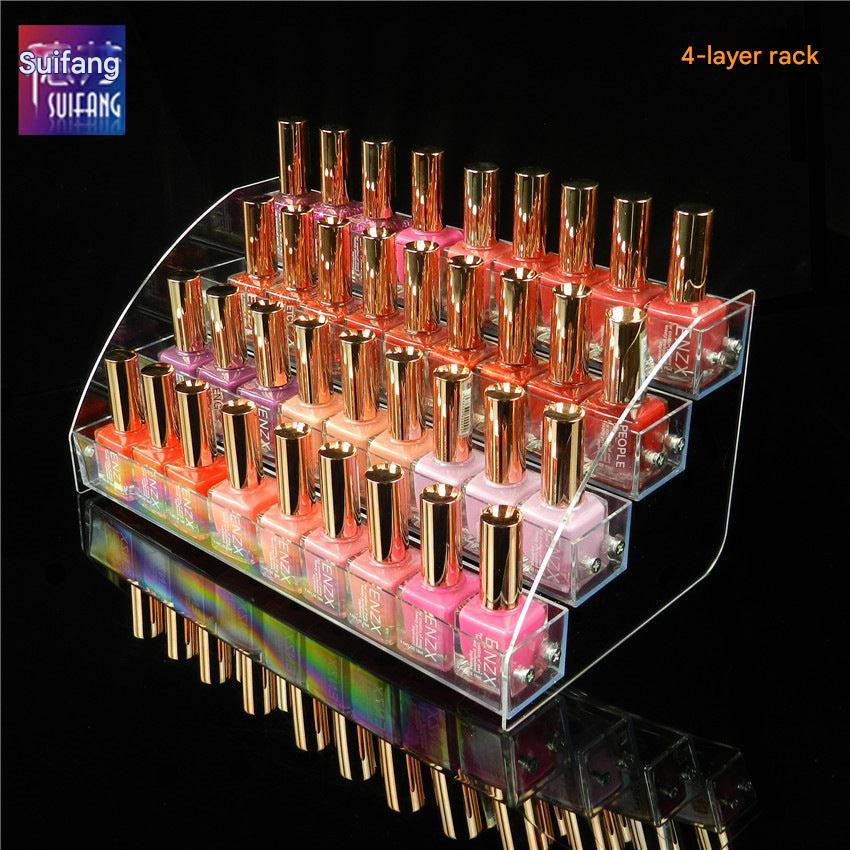 transparent multi-tier makeup display side view