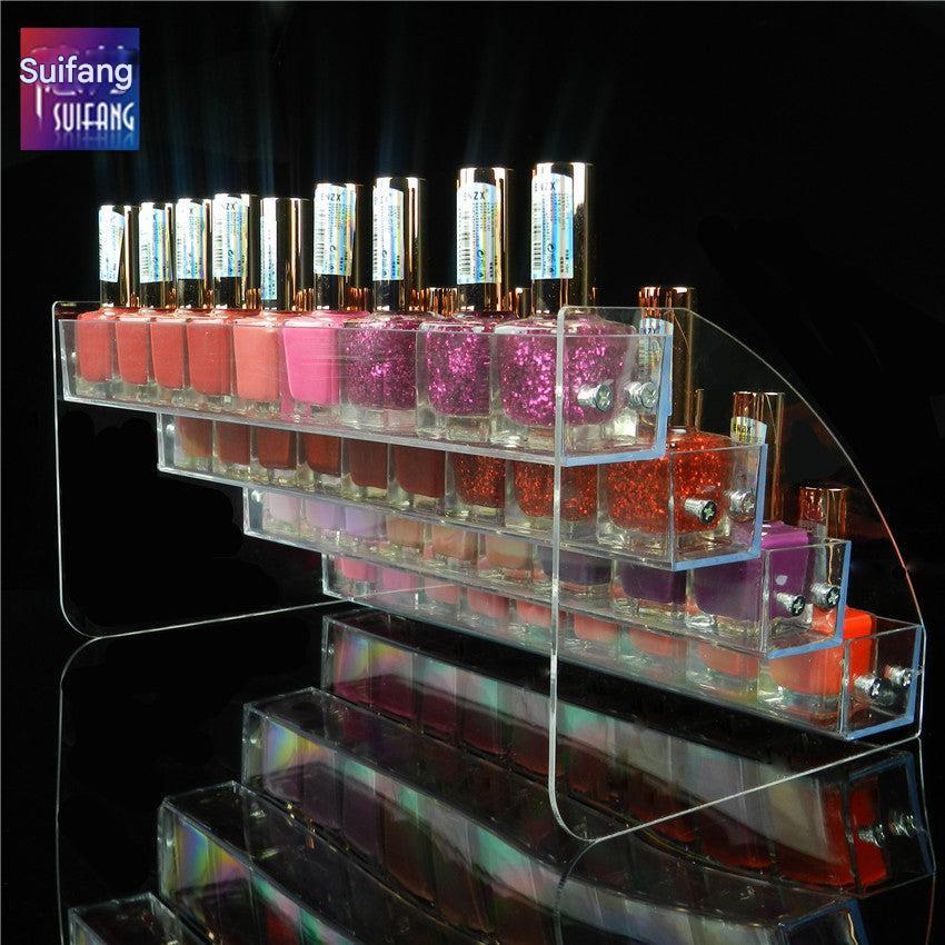 nail polish display stand filled with bottles