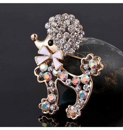 Chic Dog Brooch with Bow - Stylish Animal Jewelry - Image 1