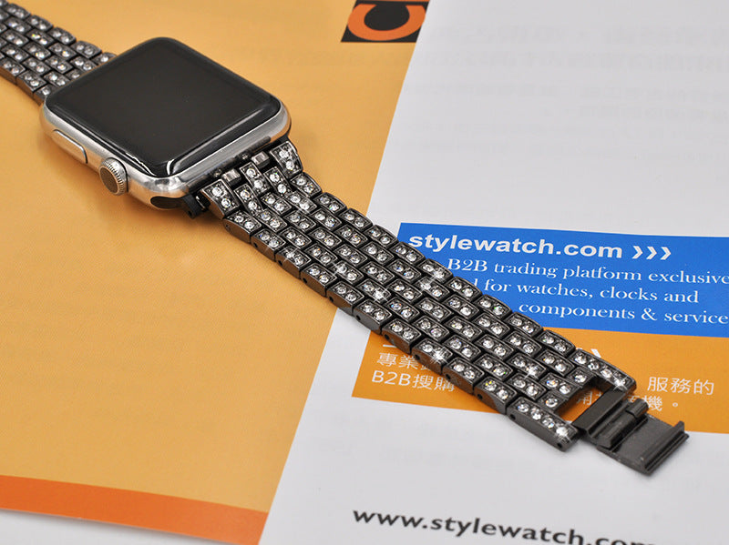 Luxury Diamond-Studded Metal Apple Watch Band - Compatible with All Models