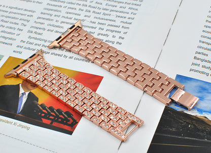 Luxury Diamond-Studded Metal Apple Watch Band - Compatible with All Models