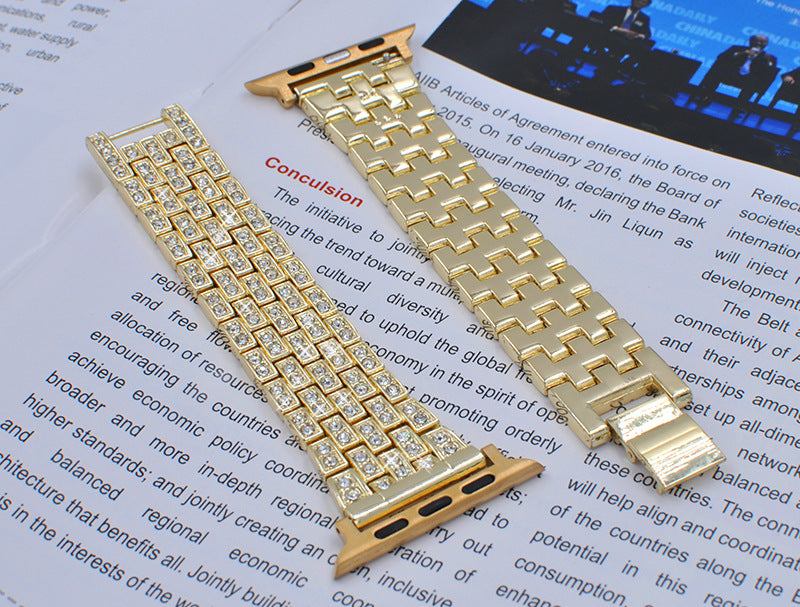 Luxury Diamond-Studded Metal Apple Watch Band - Compatible with All Models