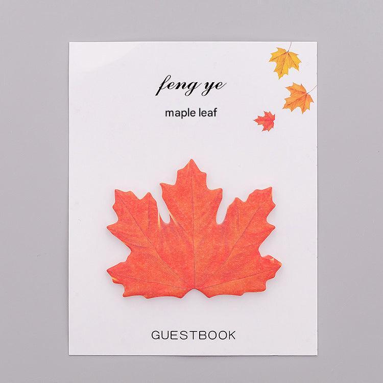 Colorful autumn leaf sticky notes