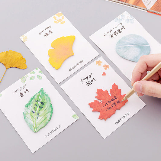 Maple leaf-shaped sticky note