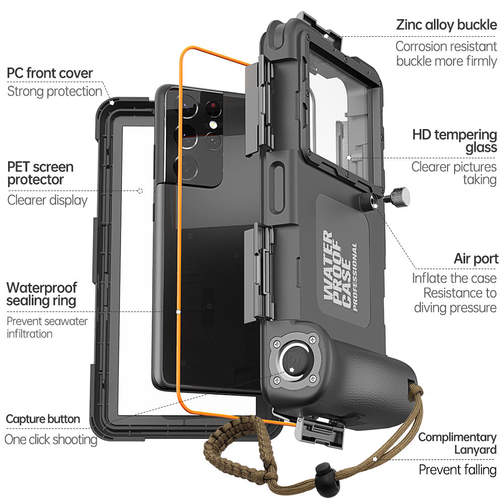 Ultra-Durable 15M Waterproof Diving Case for iPhone & Samsung - Anti-Shock & Impact-Resistant