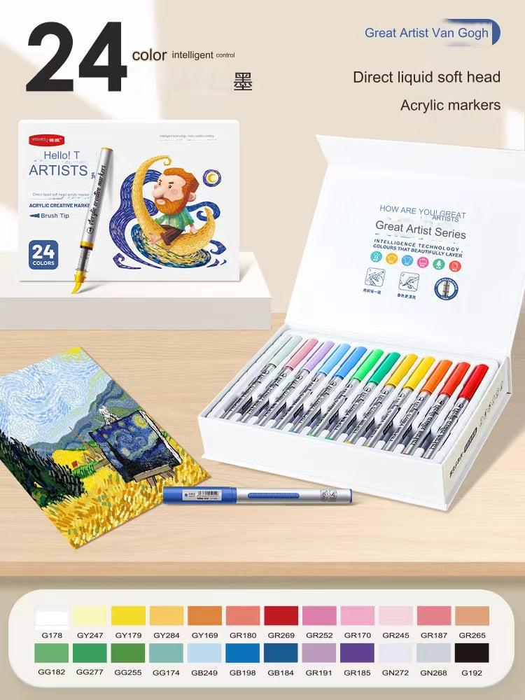 48-Color Liquid Art Markers Set - Premium Acrylic Ink for Artists and Students