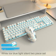 [Silent 2-piece set] Silver-white-blue light + silent mouse (Pack of 5)