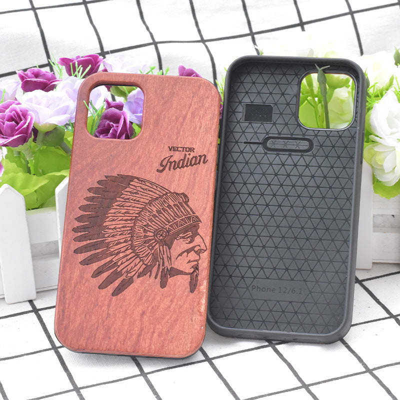 Premium Floral Wood Phone Case for iPhone & Samsung - Stylish Protection with Custom Options