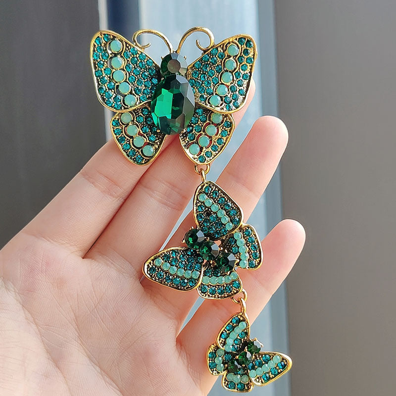 Vintage butterfly brooch with crystals