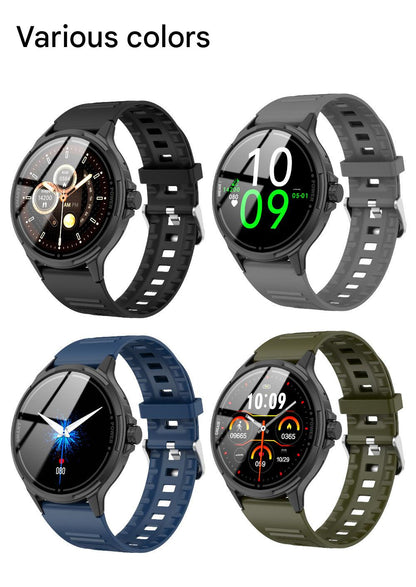 Health monitoring smartwatch showing heart rate and blood pressure