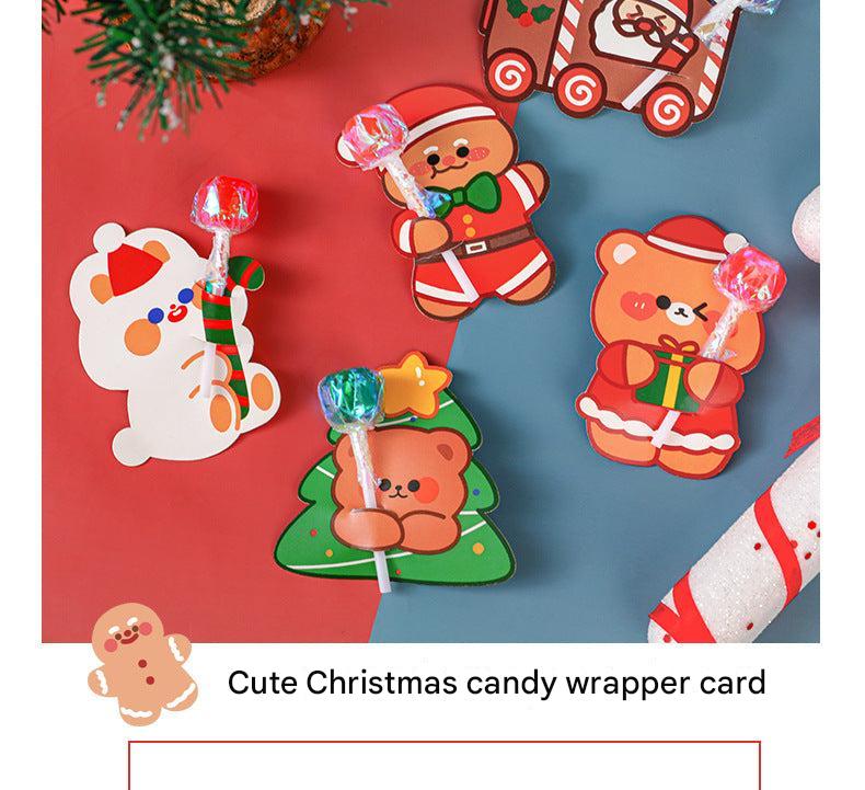 Holiday candy greeting card with hand-drawn illustrations