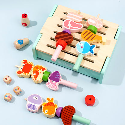 wooden bbq playset family interaction