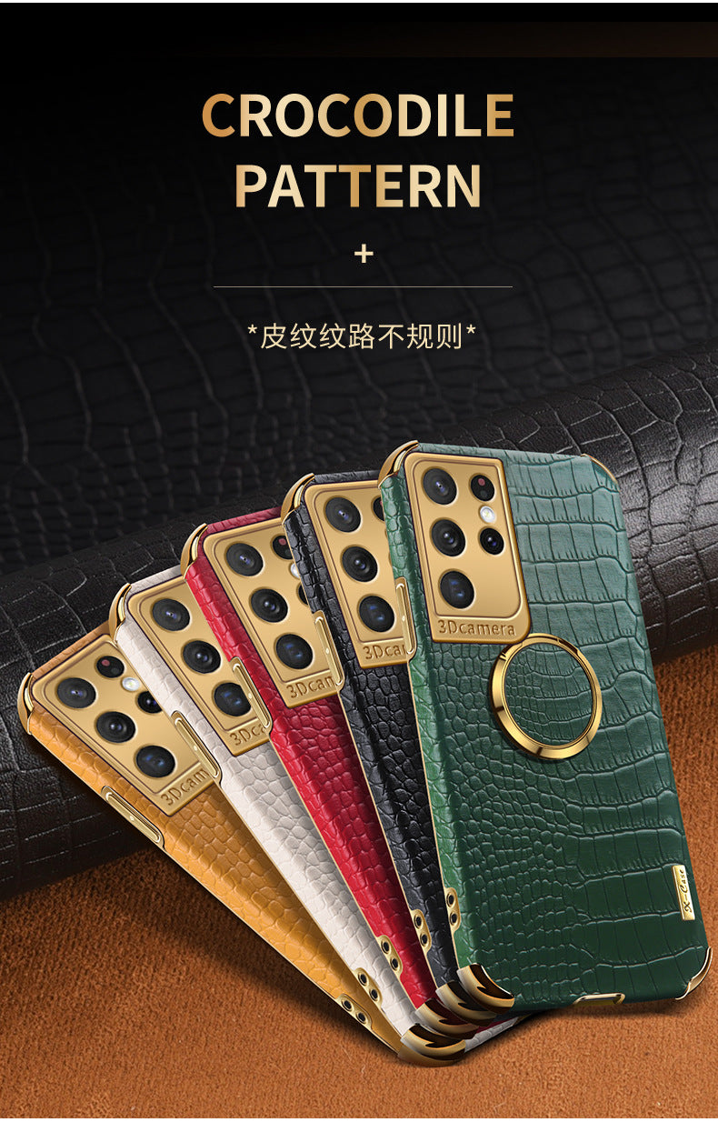 Premium Crocodile Leather Phone Case for Samsung S22 Ultra - Magnetic, Drop-Resistant & Stylish Design