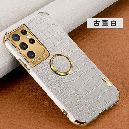 Premium Crocodile Leather Phone Case for Samsung S22 Ultra - Magnetic, Drop-Resistant & Stylish Design