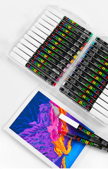 48-Color Liquid Art Markers Set - Premium Acrylic Ink for Artists and Students