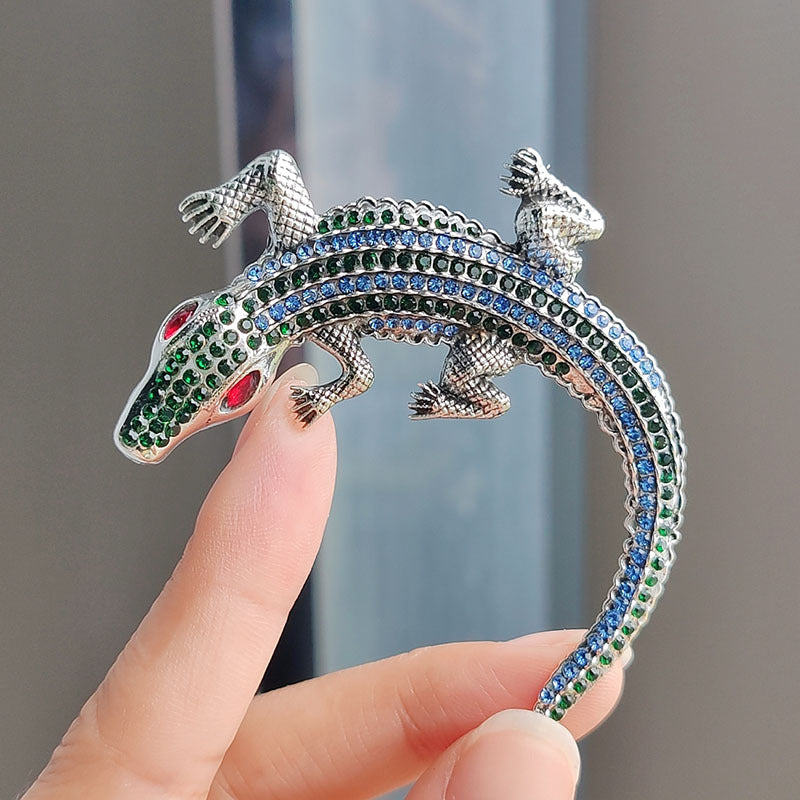 Rhinestone crocodile brooch elegant design image 1