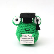 Black Graduation Cap, Fruit Green, Teal Frog, Grey Card (Pack of 1)