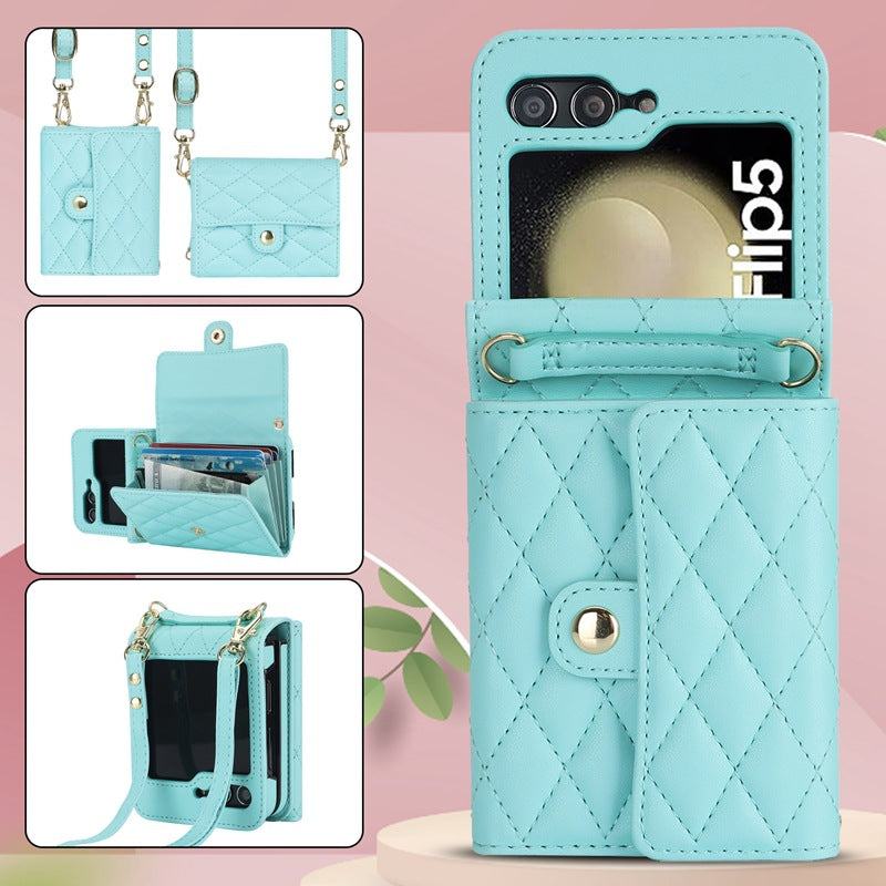 Stylish Protective Wallet Case for Samsung Z Flip Series - Multi-Color Crossbody Design