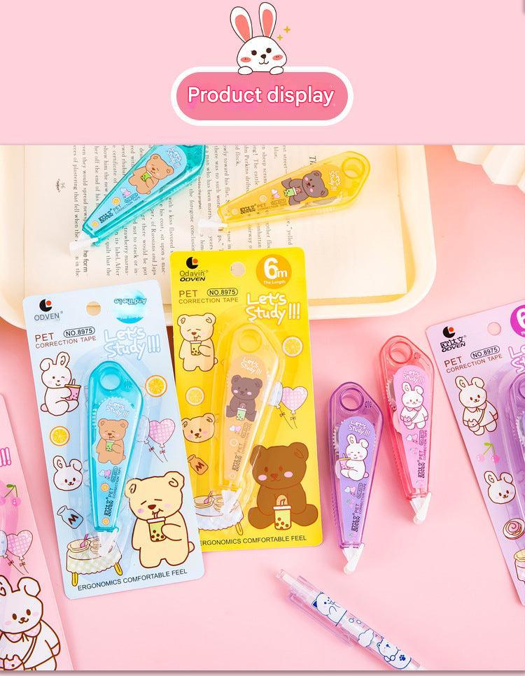 large pink cartoon animal correction tape