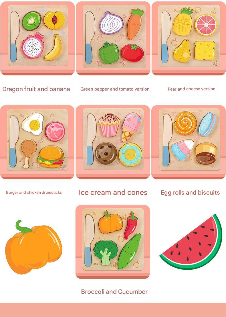 durable wooden fruit cutting puzzle