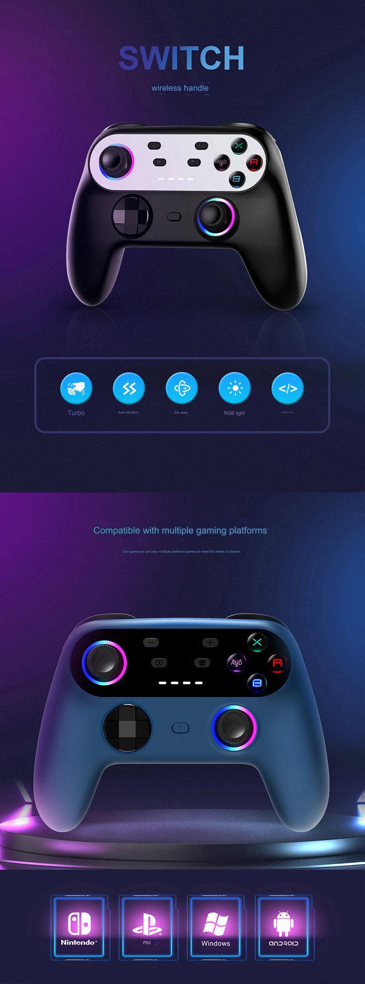 Wireless Switch Pro Game Controller with RGB Lighting - Bluetooth Compatible for Nintendo Switch and PC