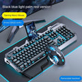 Silver black (ice blue light) with palm rest + gaming macro mouse (Pack of 5)