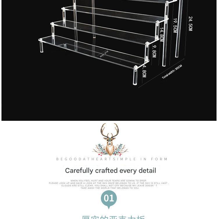 Minimalist acrylic shelving top view