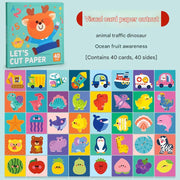 Set 8: Animal, Transportation, Dinosaur, Ocean, Fruit Visual Cards, Paper Cutouts without Safety Scissors (Pack of 1)