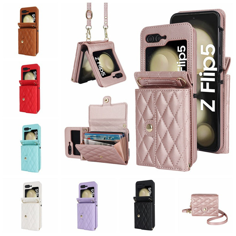 Stylish Protective Wallet Case for Samsung Z Flip Series - Multi-Color Crossbody Design