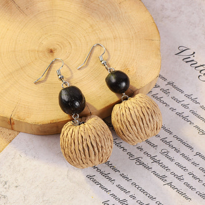 Geometric woven earrings in colorful pattern