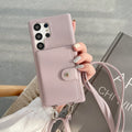 Litchi pattern left and right card holder crossbody lavender
