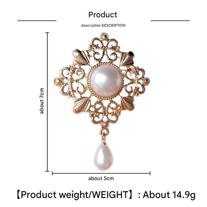 Vintage pearl brooch with intricate designs - image 1