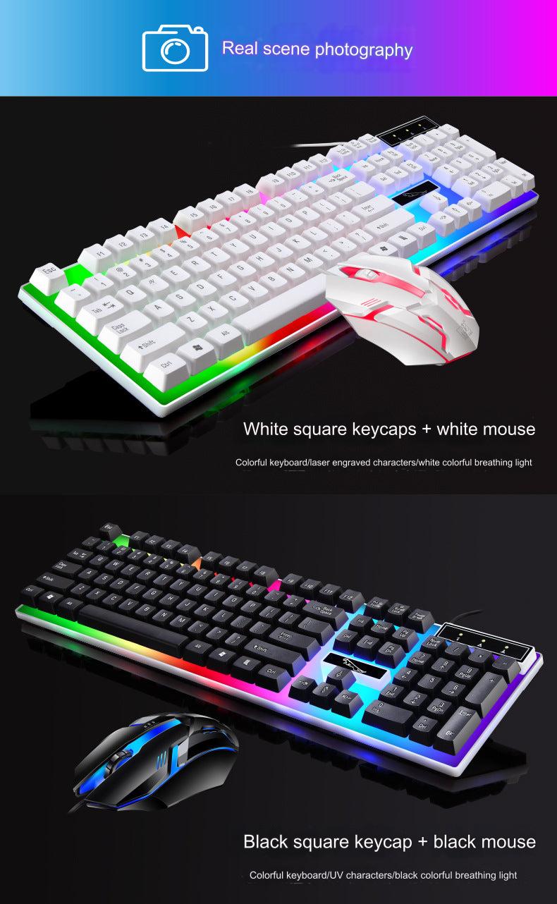 G21B Wired RGB Gaming Keyboard and Mouse Set - USB Backlit Mechanical Feel Combo