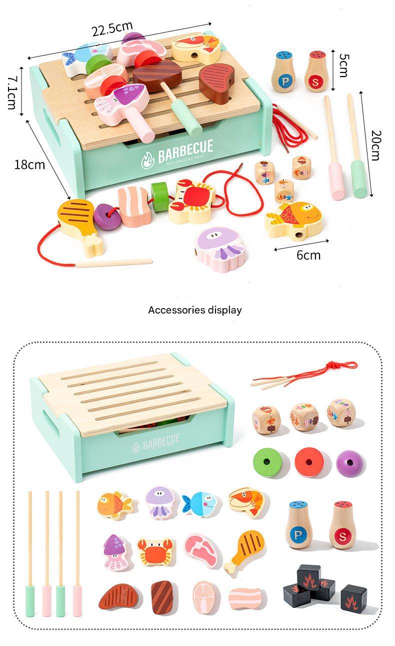 wooden bbq playset child playing