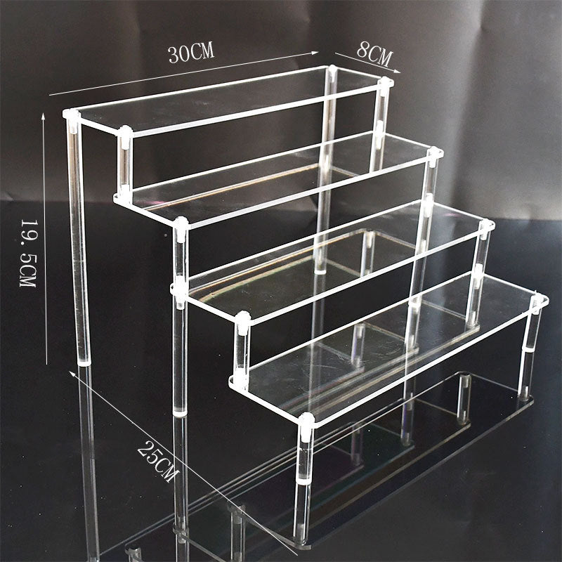 Close-up of acrylic display shelf layer