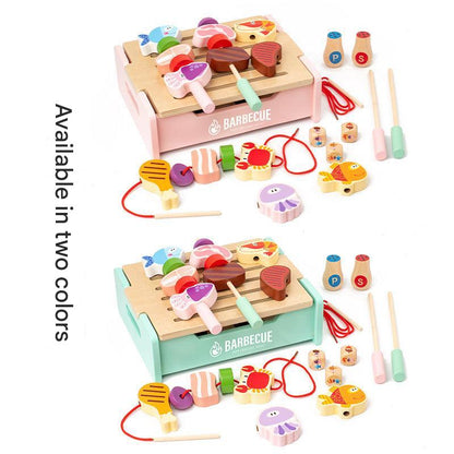 wooden bbq playset accessories closeup