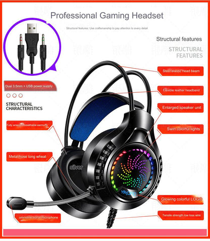 RGB Wired Gaming Headset with 7.1 Surround Sound - Q7 Model