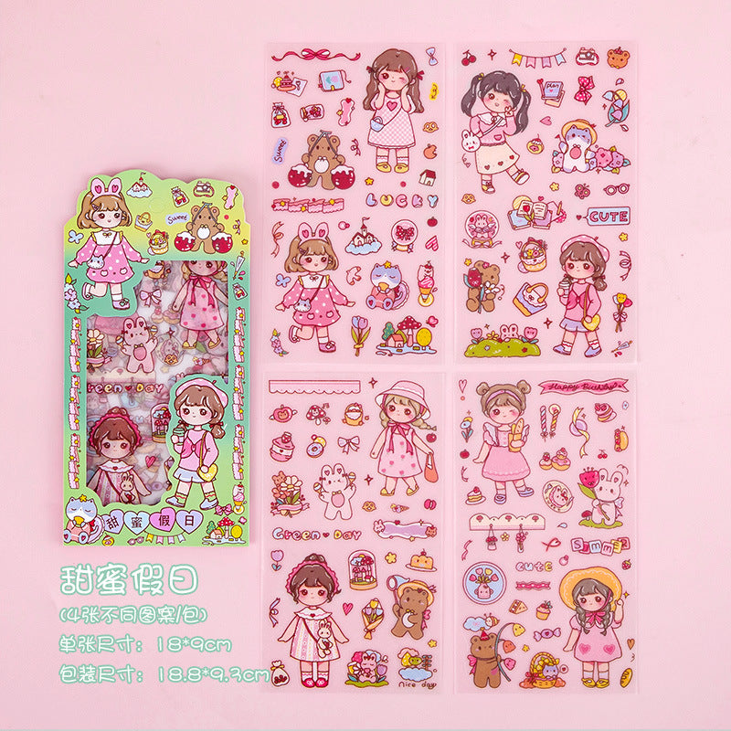 cute girl cartoon scrapbooking sticker