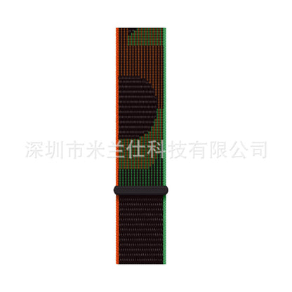 Stylish Nylon Braided Watch Band for Apple Watch - Compatible with Series 1-9 & Ultra - Adjustable Velcro Closure - Multiple Colors Available