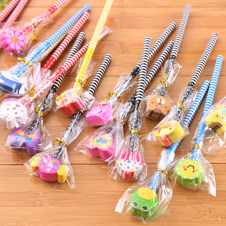 Creative Cartoon Eraser Head Pencil Set - Perfect for Kids & Students - Fun Writing Supplies - HB Lead Pencils - Gift for School