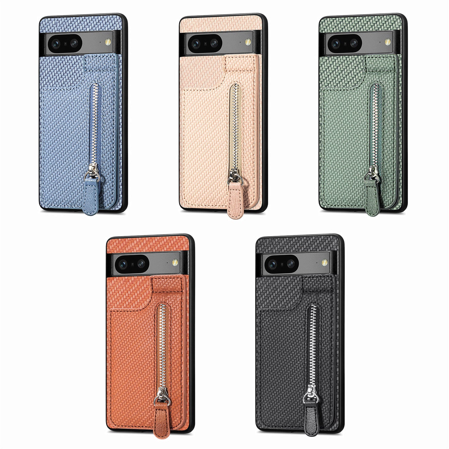 Carbon Fiber Wallet Phone Case with Stand for Google Pixel 8 & 7 Series - Versatile, Protective, and Stylish