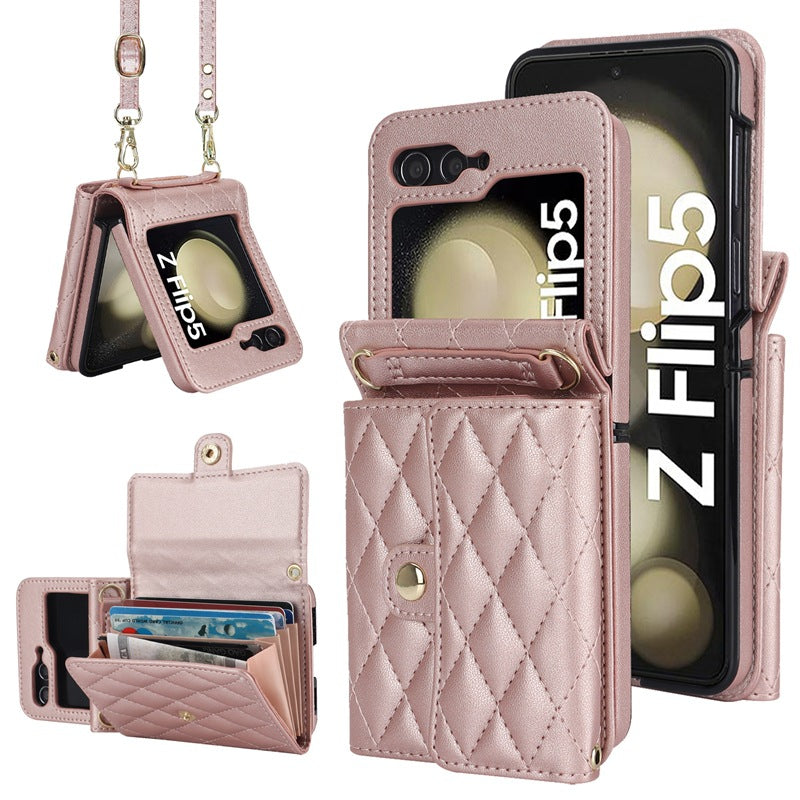 Stylish Protective Wallet Case for Samsung Z Flip Series - Multi-Color Crossbody Design