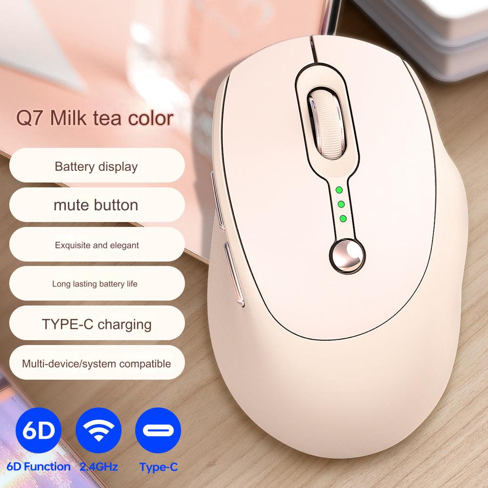 Wireless Bluetooth Mouse Q7 - Dual-Mode, Ergonomic Silent Design, Rechargeable for Office Use